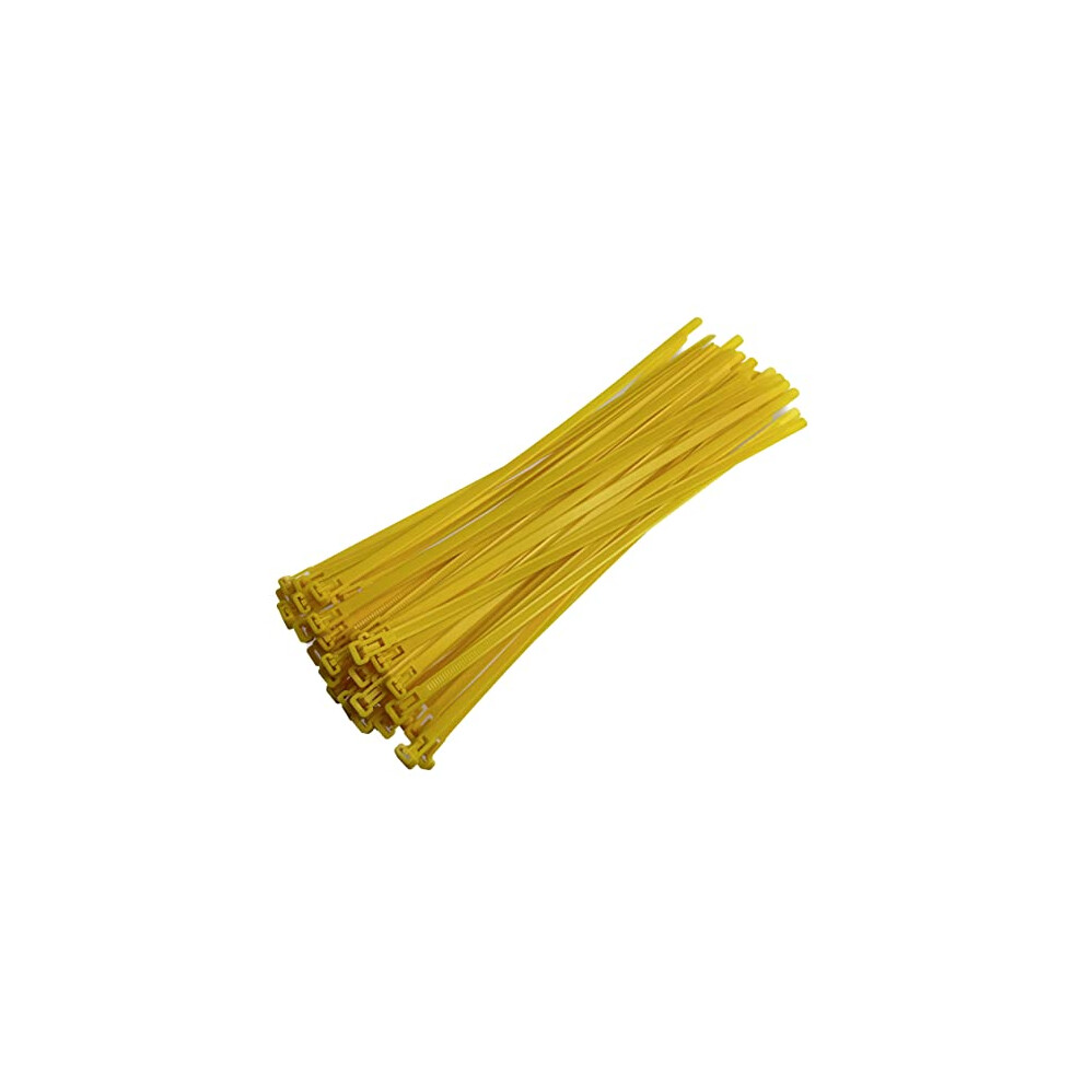 Yellow Releasable Cable Ties 7.2Mmx300mm, 50 Pieces 5060439404492