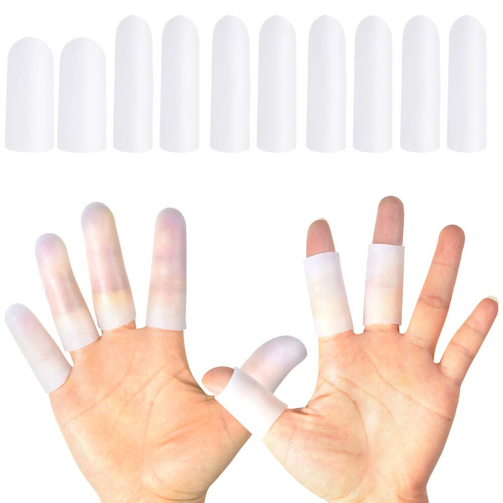 Hioioih 10 Pack Silicone Finger Protectors,Gel Finger Cots & Protector,Relief From Pain Of Finger Tips Cracked, Arthritis(For Women)