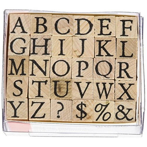 Stamps Set Alphabet Upper case-1cm, Wood, Small