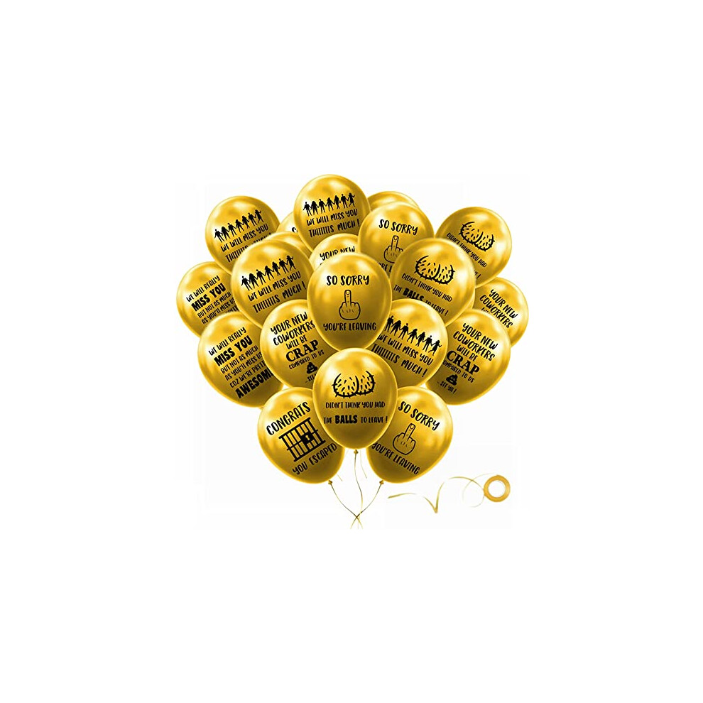 30 Pack 12" GOLD Fun Office Leaver Going Away Balloons Colleague/Coworker Last Day Office Party Balloon Decorations for Farewell Party Going Away