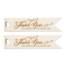 50 Wooden Pennant Flag Thank You for Sharing Our Special Day Engraved Favour Tags Wedding Baby Shower Bridal Shower (White)