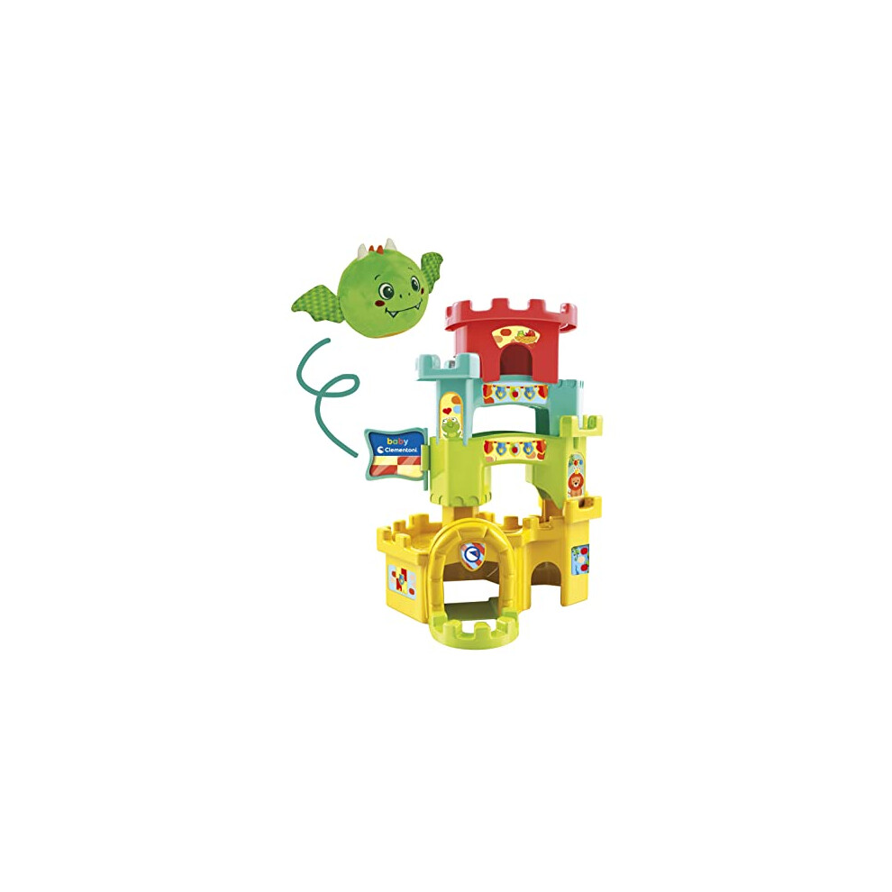 Clementoni 80514 Soft Little Dragon In The Ball Drop Castle-Infant Toys 10 Months (Italian, English, French, German, Spanish, Dutch And Polish), Made In Italy,
