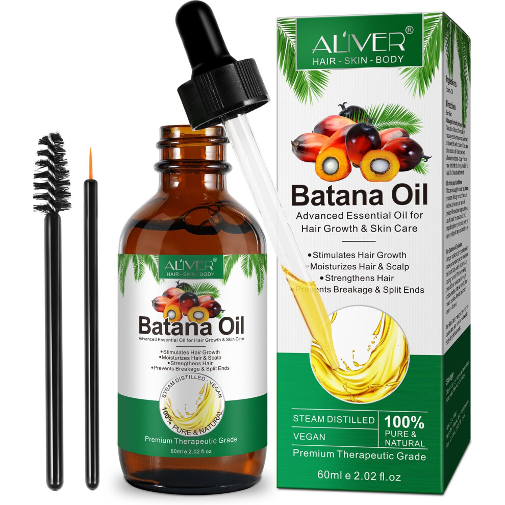 Batana Oil for Hair Growth, 100% Natural &Pure Organic Batana Oil, Moisturizing Essential Oils, Enhances Hair & Skin Radiance, Prevent Hair Loss for