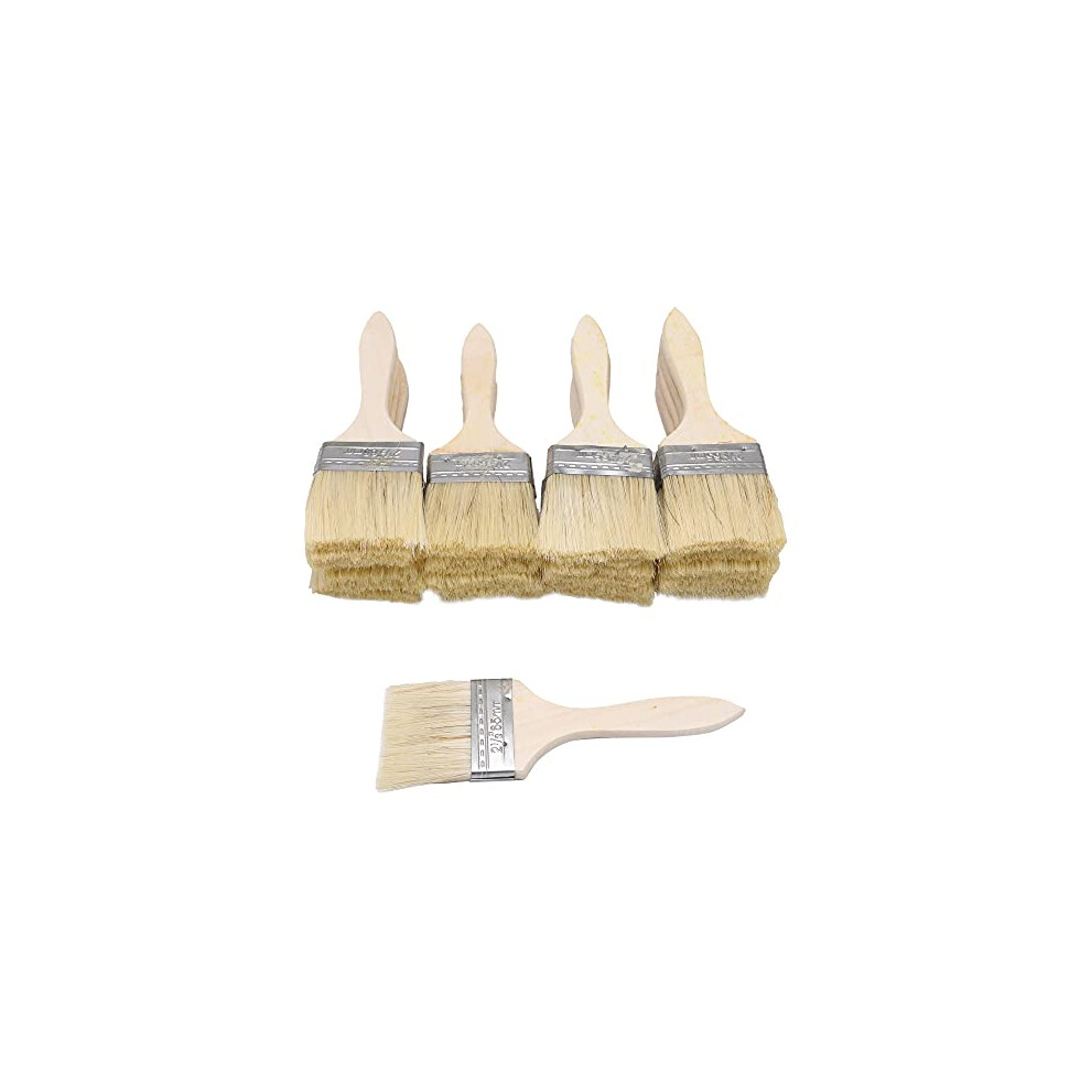 20Pcs Low Cost Paint Brushes Or Brush With Wooden Handle,2.5 Inch Width For Paint,Stain,Varnish, Gesso, Primer, Glue,Light Yellow(Brush) + Wood(Shank) 720355654856