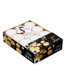 24 Maxi Unscented Tealights in Transparent Clear Cup, 10 Hours, White