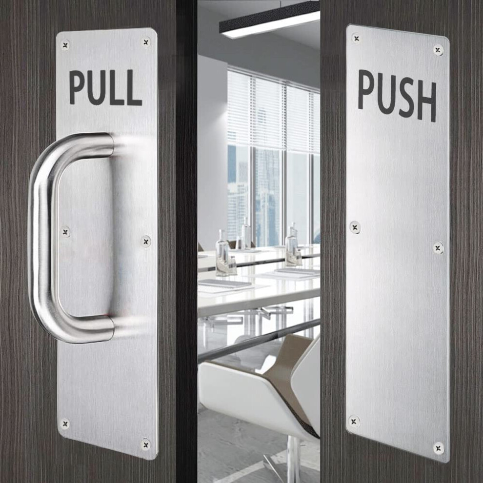 Push Pull Door Handle Set, Fingerprint-Proof Heavy Duty Plates for Wooden & Aluminum Door, Perfect for Garage, Restaurant & Business Place (300 X 100