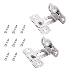 2 Piece 90 Degree Right Angle Door Latch Door Hasp Latch Stainless Steel with Screws for Home Bedrooms Garden Bathrooms - Silver