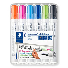 351 WP6-1 Lumocolor Whiteboard Marker Bullet Tip - Assorted Colours (Pack of 6)