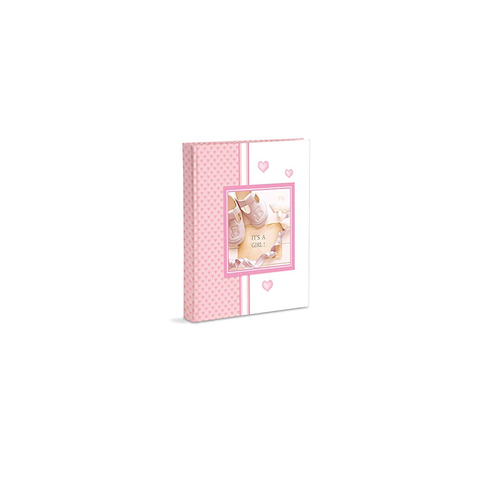 Photo Album, Baby Girl, With Journal, 23X30 Cm, 56 Pages And 4 Customizable Diary Pages, Thick And Durable Cardboard Pages Intervaled With Pink/White Mareli