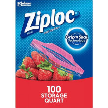 Sacchetti per Alimenti Ziploc Quart, Design Stay Open con Fondo Stabile, Facili da Riempire, Confezione da 100