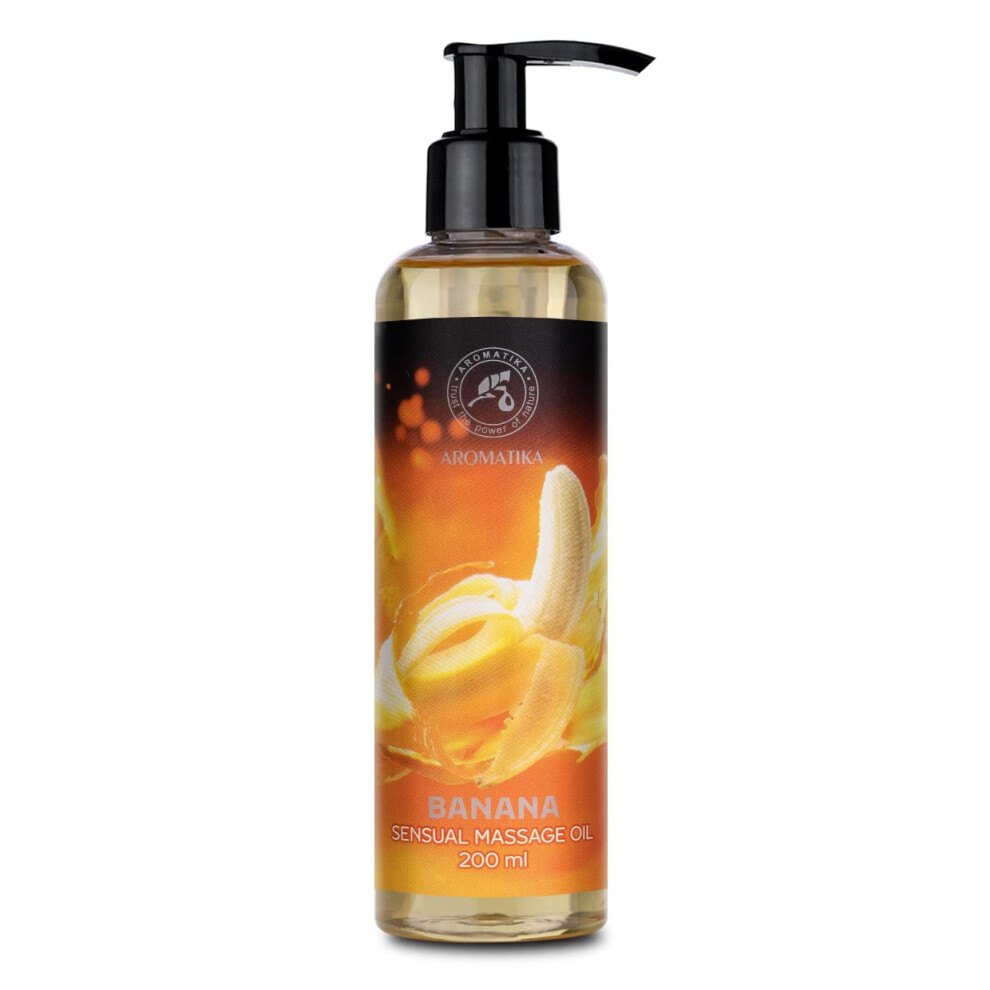 Sensual Massage Oil Banana 200ml - Edible & Kissable Massage Oil - Blend of Almond and Grapeseed Oils - Massage Body Oil - Relaxing Massage Oil -