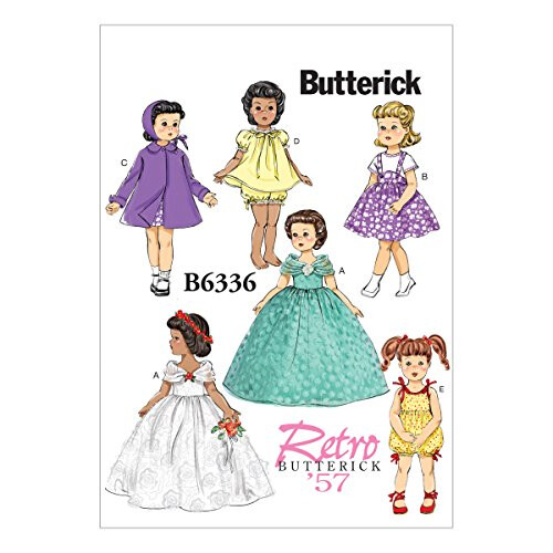 Butterick Patterns 6336 OSZ, Ρούχα για Κούκλες 18", Ένα Μέγεθος, Πολύχρωμο