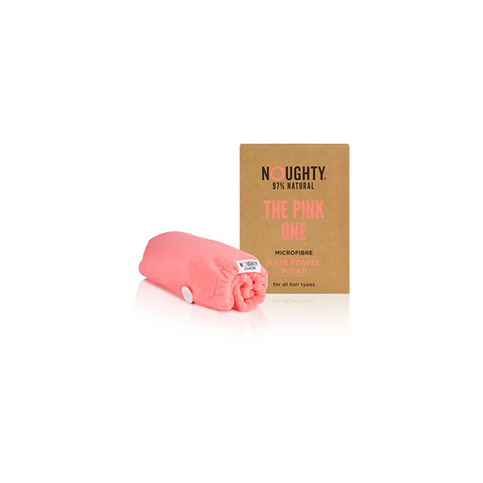 Noughty 97% Natural Pink Microfibre Hair Towel, Hair Towel Wrap Quickly Absorbs Moisture, Reduces Breakage, Combats Frizz, Pink