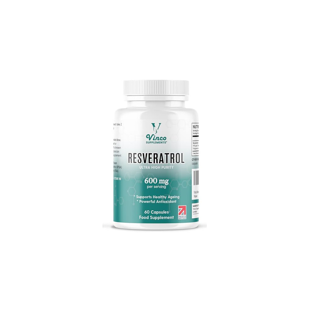 Vinco Supplements Vinco Resveratrol Supplements Â Advanced 600Mg Resveratrol Antioxidant Supplements, Ultra-Pure High Strength Multivitamin Trans Resveratrol Formula