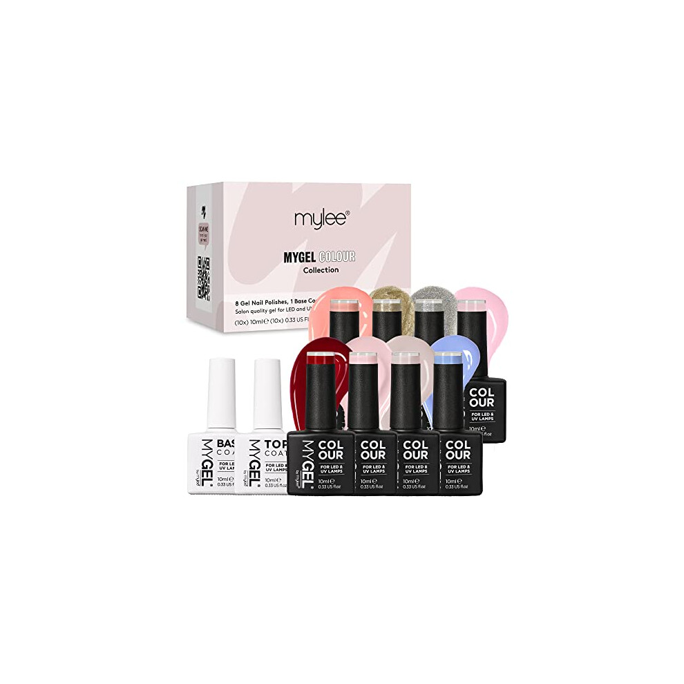 MYGEL by Mylee The Parton Gel Nail Polish Collection 8x10ml Colours + Top & Base Coat - UV/LED Soak-Off Nail Art Manicure Pedicure for Professional,