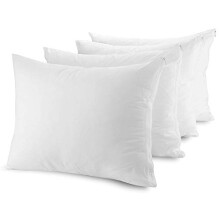 4 Pack Pillow Protectors 100% Cotton T200 Thread Allergy Control Zip Cases Cover Bed Bug, Dust Mite Hypoallergenic Breathable White Zippered Hotel