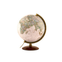 – National Geographic Edge Executive Globe | Illuminated | Base in beechwood and metallic meridian |Political and physical map by National