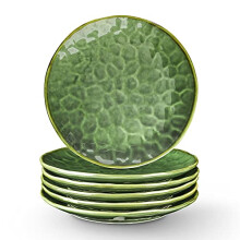 Ceramic Dinner Plates Set, 10.5 Inch, Set of 6, Round, Microwave, Oven, Dishwasher Safe, Scratch Resistant, Porcelain Fluted Suitable for Steak, Pasta