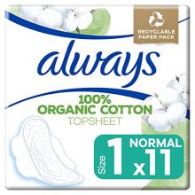 Cotton Protection Ultra Normal Sanitary Towels with Wings 11 Pads, 100% Organic Cotton Topsheet