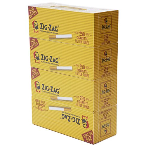 4x 250 Zig-Zag Cigarette Filter Tubes