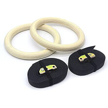 32mm Wooden Gymnastic Rings Adjustable Rings Hoops with Buckle Straps For Crossfit Strength Home Workout Muscle Training Pull Ups