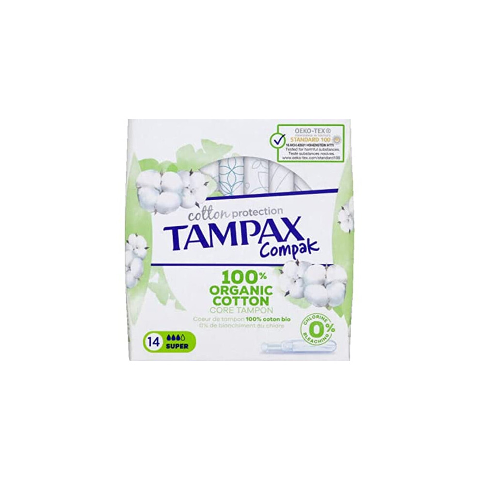 - Tampax Compak Cotton Protection Super Tampons with Applicator - 14 Pieces