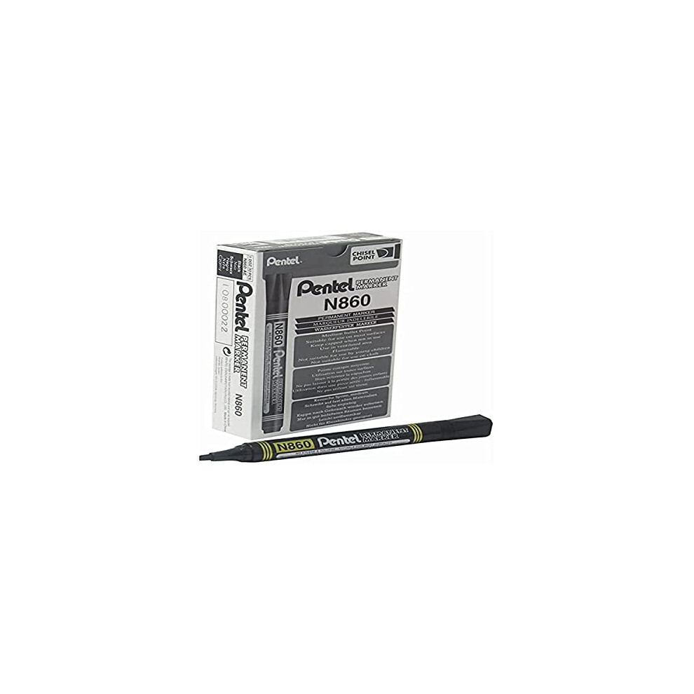 N860 Chisel Permanent Marker - Black (Pack of 12),20 g (Pack of 12)