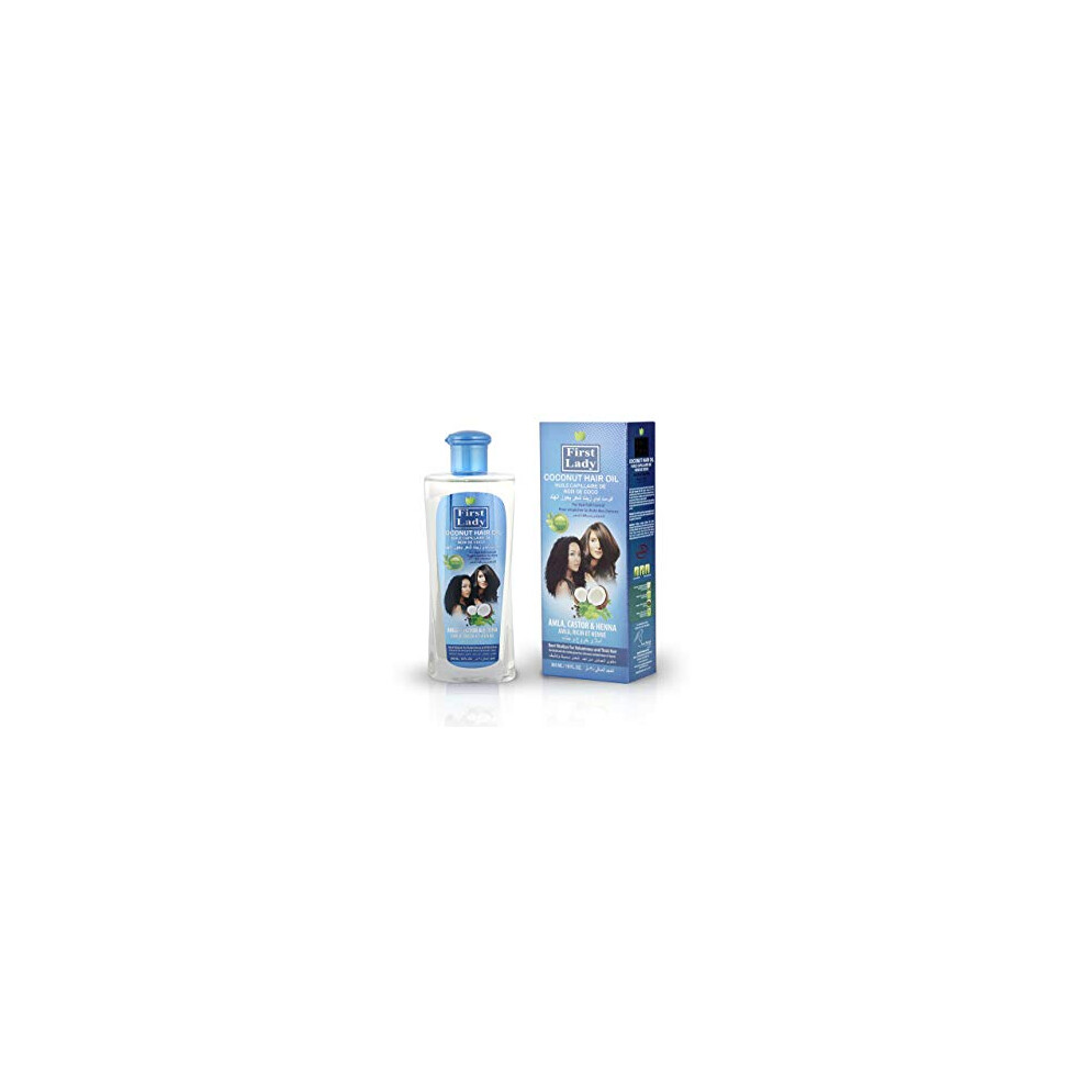 First Lady Herbal (Ayurvedic) Coconut Hair Oil 300Ml Â For Hair Fall Control Â With Amla, Castor & Henna - For Afro Asian European Hair Types