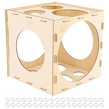11 Holes Collapsible Wood Balloon Sizer Box Cube, Balloon Size Measurement Tool for Balloon Arches (2-10 Inch)