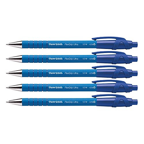 Paper Mate 1.0 mm Flexgrip Ultra Retractable Ballpoint Pen, Medium Point, Blue, Pack of 5 1