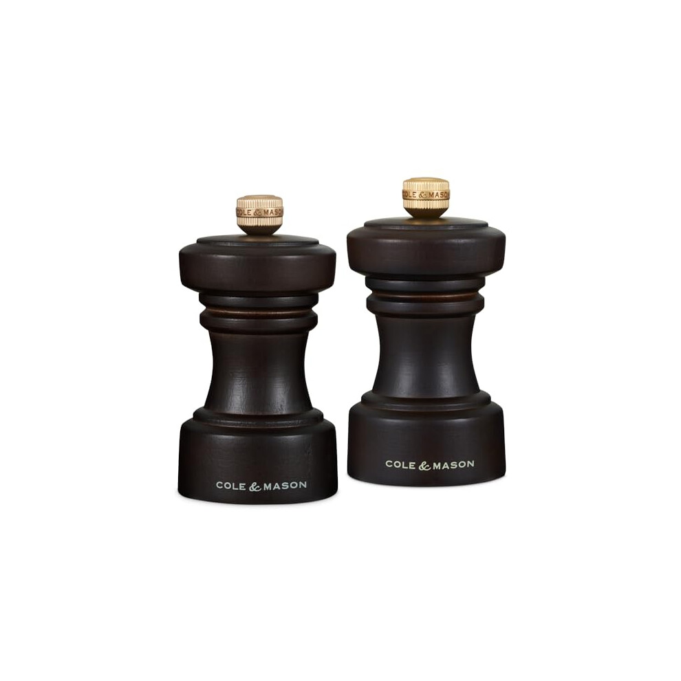 H233056 Hoxton Chocolate Wood Salt and Pepper Mill Set, Precision+ Carbon/Ceramic Mechanisms, Salt and Pepper Grinders with Adjustable Grind, Beech