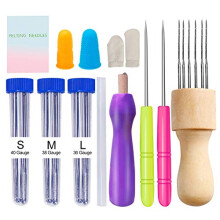 Felt Needles Kit for Beginner, 3 Sizes Wool Felting Needles with Needle Felting Supplies, Wooden Handle, Awls, Finger Cot, Manual, Needle Felting Kit