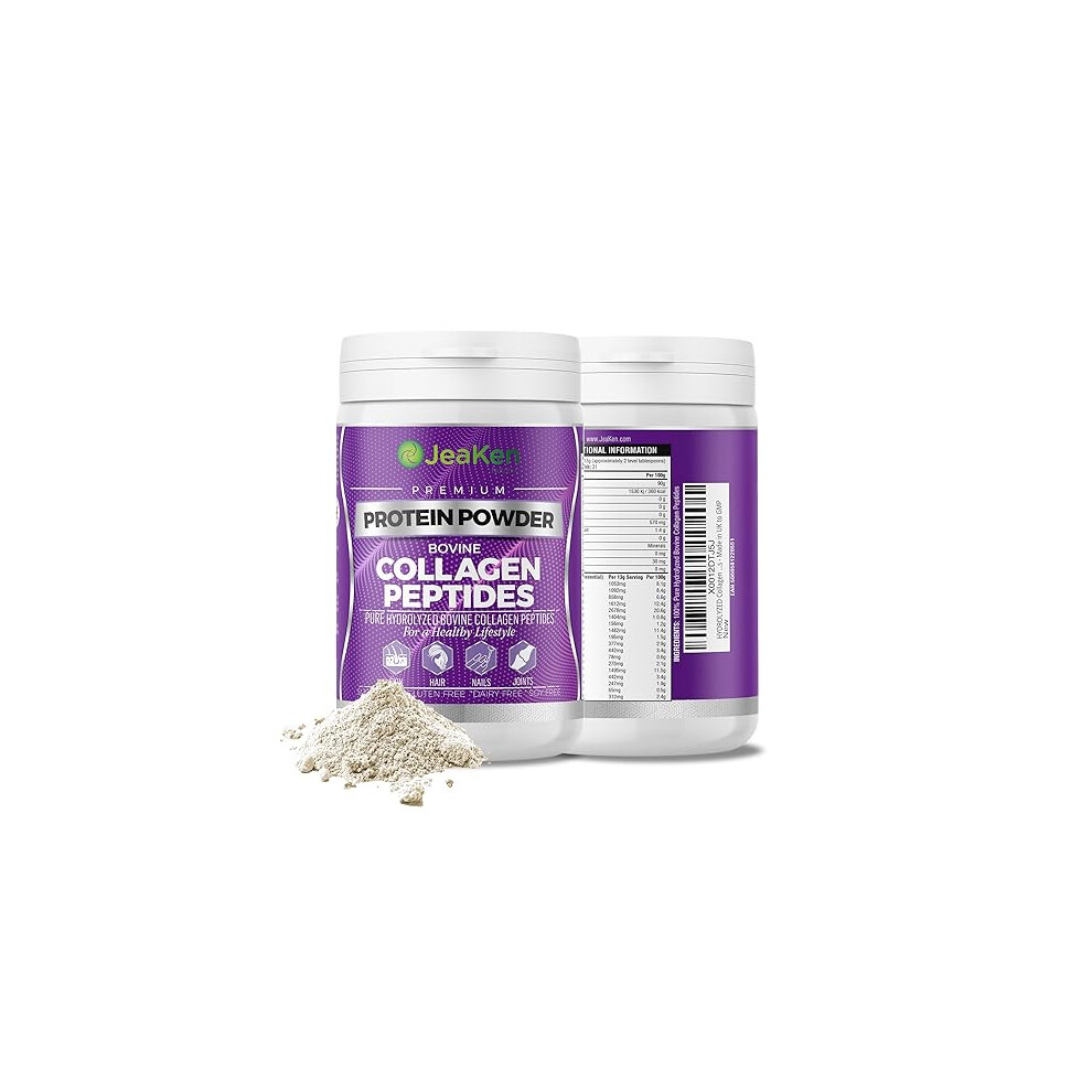 Jeaken - Unflavored Collagen Peptides Powder From Grass-Fed Bovine Sources - Sugar-Free Hydrolyzed Collagen Supplement For Hair, Skin, Nails, Digestion, Bone