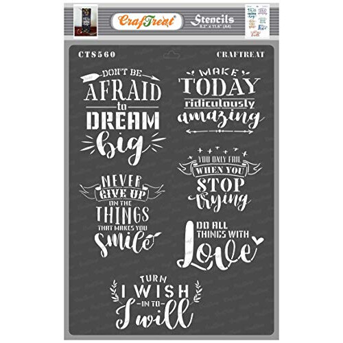 Quote Stencils for Crafts Reusable Vintage - Determination - Size: A4 ...