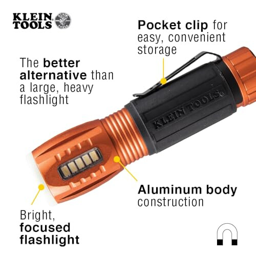 LED Flashlight and Worklight, Durable Waterproof, Hands-free Magnetic Includes Batteries Klein Tools 56028 2