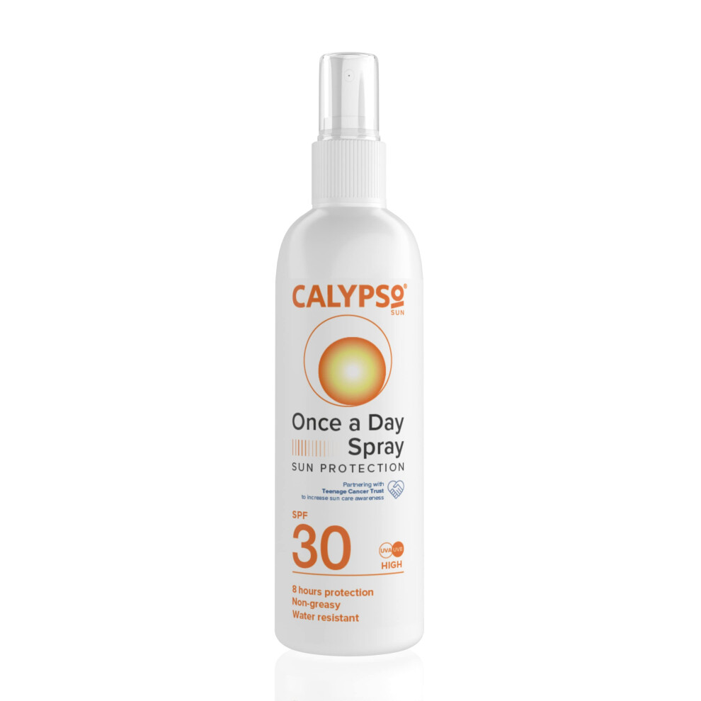 Once A Day Sun Protection Spray SPF30 | 8 Hours Sun Protection | Non Greasy | Water Resistant | 200ml, Transparent,package may vary