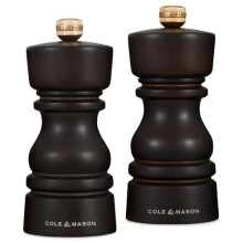 H233017 London Chocolate Wood Salt and Pepper Mill Set, 130mm, Precision+ Carbon/Ceramic Mechanisms, Salt and Pepper Grinders with Adjustable Grind,