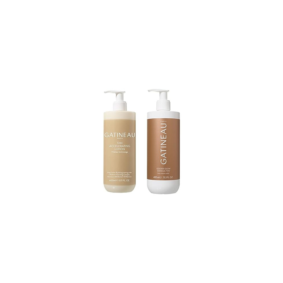 - Total Body Glow Collection Skincare Gift Set, with Tan Accelerating Lotion (400ml) & Golden Glow Gradual Tan (400ml)