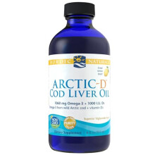 Nordic Naturals, Arctic-D Cod Liver Oil, 1060mg Omega-3 from Cod Liver Oil, with EPA and DHA, Lemon Flavour, 237ml, Lab-Tested, Soy Free, Gluten Free,