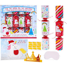 Toyland Pack Of 6 Pin The Horn On The Unicorn Childrens Christmas Party Crackers - Novelty Decorations