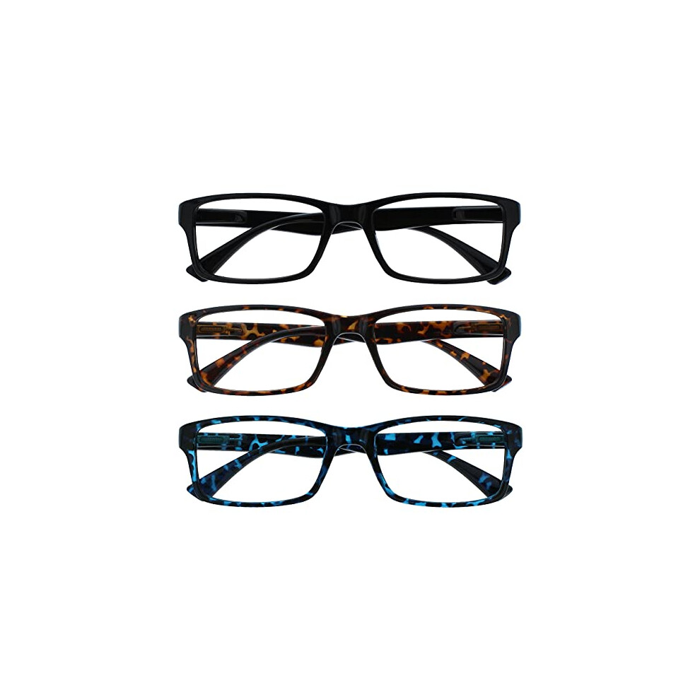 Opulize Black/Brown/Blue The Reading Glasses Company Readers Value 3 Pack Mens Womens Uvr3092bk_br_bl +2.50