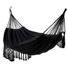 Outdoor Garden Hammock Double Beach Vacation Camping Climbing Traveling Hiking Picnic Outdoor Recreation suitable for 2 adults (Black Cotton Canvas