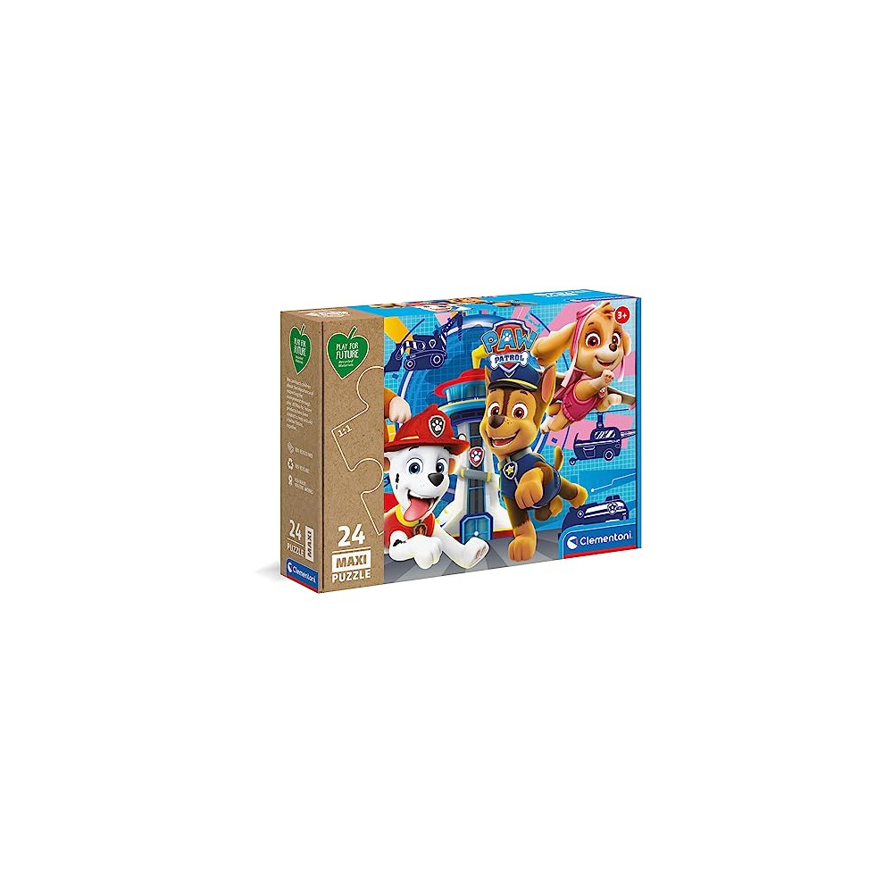Clementoni 24220 Paw Patrol Play For Future Patrol-24 Maxi Pieces-Jigsaw Kids Age 3-100% Recycled Materials-Made In Italy, Cartoon Puzzles, Multicoloured