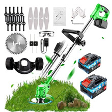 Metal Blade Cordless Strimmer 24v Grass Trimmers With 2 Removable Wheels 17 Blades 15cm Cutting Diameter Blade Grass Trimmer For Lawn