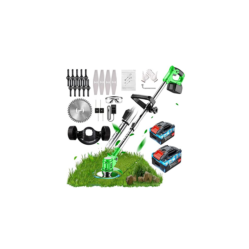 Metal Blade Cordless Strimmer 24v Grass Trimmers With 2 Removable Wheels 17 Blades 15cm Cutting Diameter Blade Grass Trimmer For Lawn