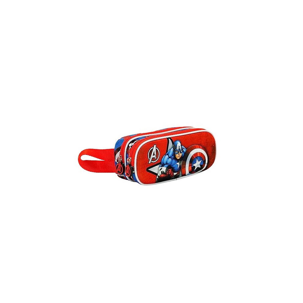 Captain America Gravity-3D Double Pencil Case, Red, 22 x 9.5 cm