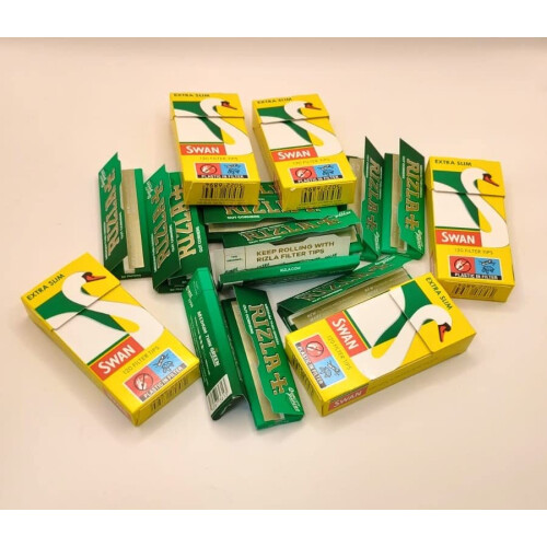 600 Rizla Green Rolling Paper With 600 Swan Extra Slim Filter Tips 2