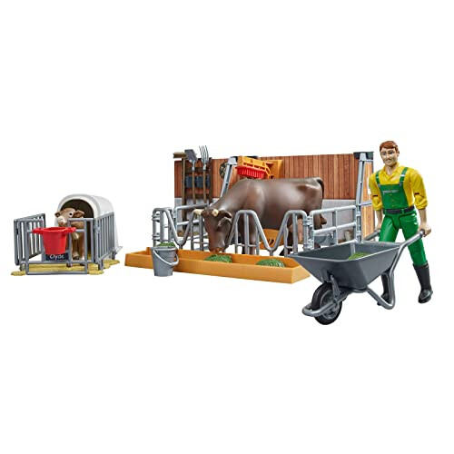 Bruder Bruder 62611 bworld Kuh- und K   lberstall mit Bauer 2