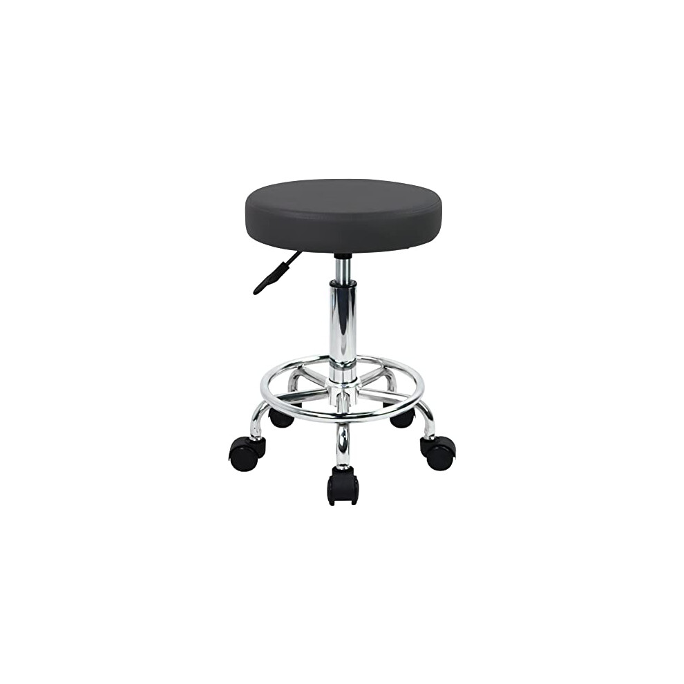 Home Office Rolling Stool PU Leather Swivel Height Adjustment Beauty Stool Lab Kitchen Massage Spa Stools Office Stool Chair On Wheels (Gray)