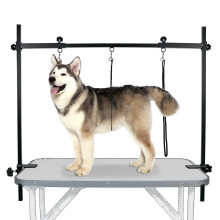 Dog Grooming Arm H-Shape Pet Dog Grooming Table Arm with 3 Noose and Clamp for Dogs and Cats Heavy Duty Aluminum Alloy Frame with 35.4” Adjustable